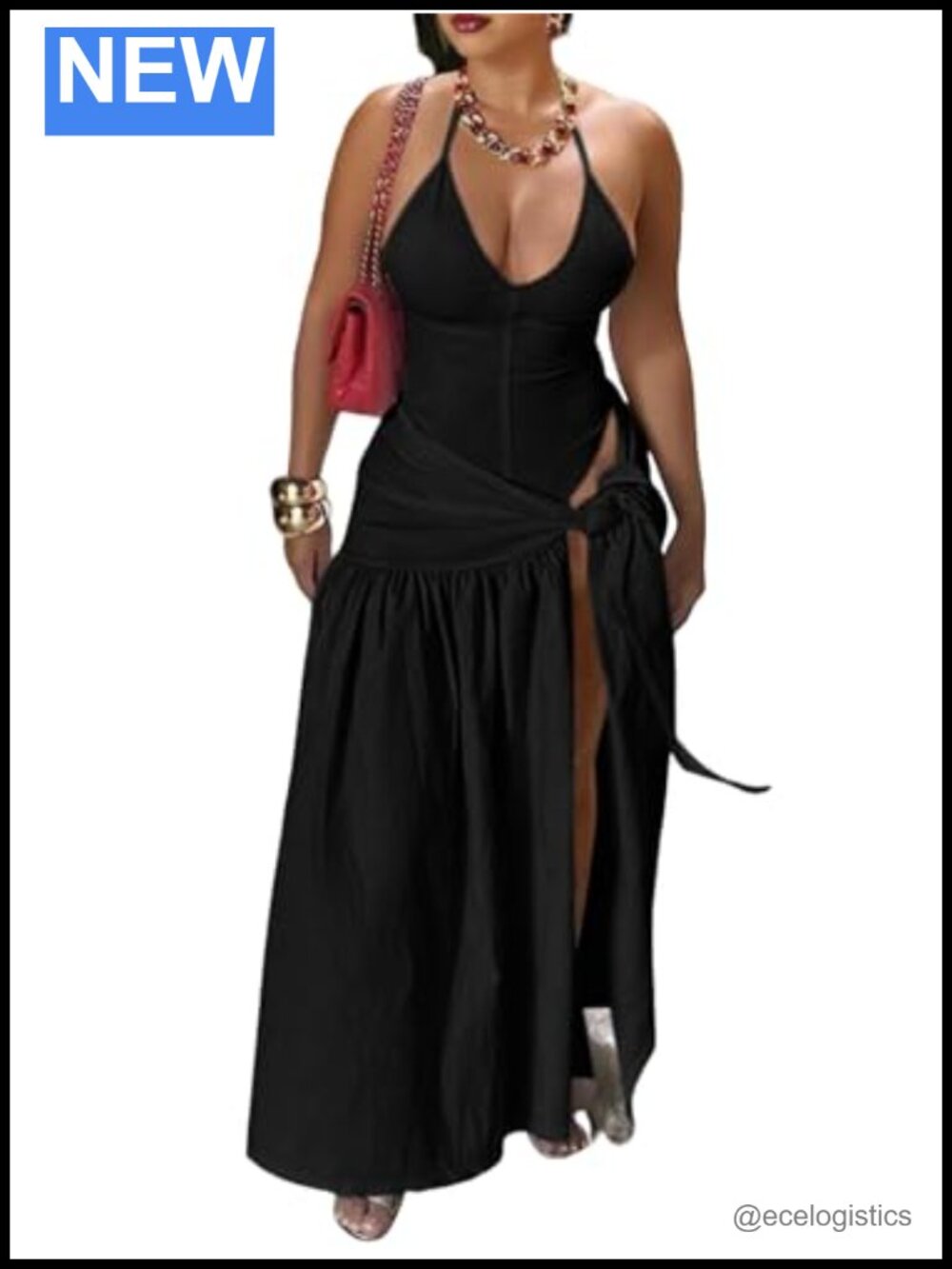 Womens 2 Piece Halter Bodysuit & Wrap Maxi Skirt Set Beach Cover Up